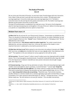 The Study of Proverbs 31:1-9 Wisdom from mom 1-9