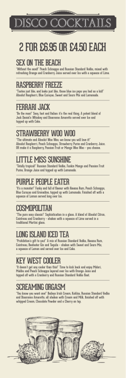 disco cocktails - Via Manchester