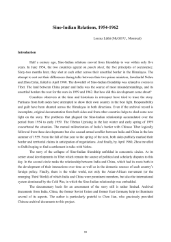 Sino-Indian Relations, 1954-1962