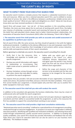 AESC &ndash; The Client`s Bill of Rights