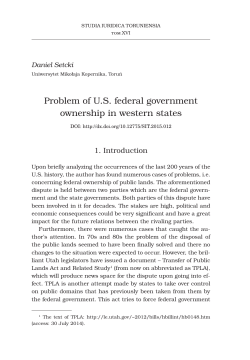 Problem of u.S. federal government ownership in western states