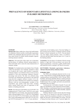 PREVALENCE OF SEDENTARY LIFESTYLE AMONG BANKERS IN