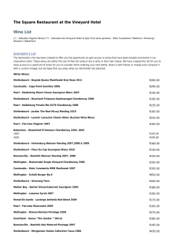 The Square Restaurant at the Vineyard Hotel - Wine List