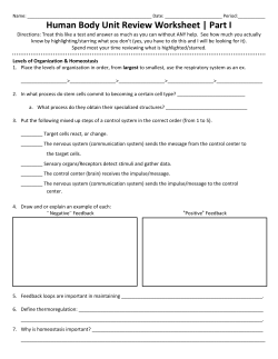 Human Body Unit Review Worksheet | Part I