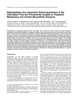 Plastoglobules Are Lipoprotein Subcompartments of the Chloroplast