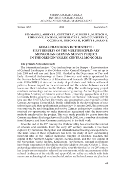 GEOARCHAEOLOGY IN THE STEPPE : FIRST RESULTS OF THE