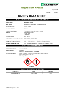 Magnesium Nitrate Safety Data Sheet