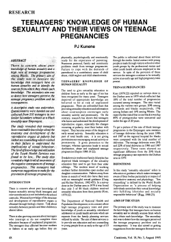 TEENAGERS` KNOWLEDGE OF HUMAN SEXUALITY AND THEIR