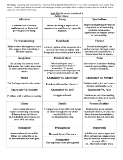 Allusion Irony Symbolism Foreshadowing Flashback Theme