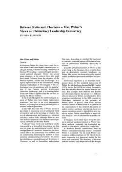 Between Ratio and Charisma - Max Weber`s Views on Plebiscitary