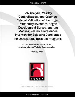 Job Analysis, Validity Generalization, and Criterion