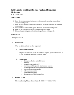 Fatty Acids: Building Blocks, Fuel - Dr. Grogan