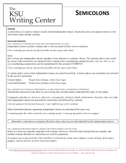 semicolons - Kennesaw State University | Writing Center