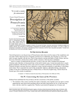 Francis Daniel Pastorius`s Description of Pennsylvania of the 1690s