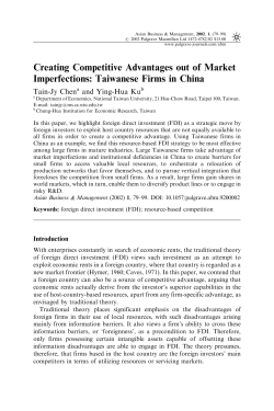 Creating Competitive Advantages out of Market Imperfections