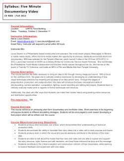 Syllabus: Five Minute Documentary Video