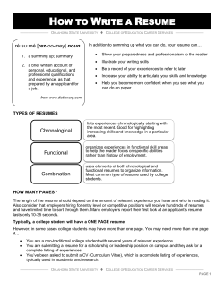 how to write a resume - Oklahoma State University College of