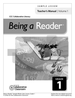 Teacher`s Manual | Volume 1 - Center for the Collaborative Classroom