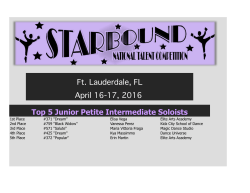 Ft. Lauderdale, FL April 16-17, 2016 Top 5 Junior Petite