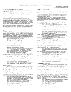 Examination of Conscience for FOCUS Missionaries