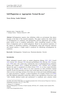 Self-Plagiarism or Appropriate Textual Re-use?