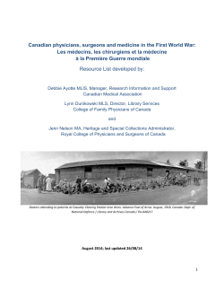 Canadian physicians, surgeons and medicine in the First