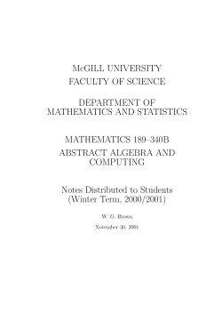 Notes Distributed to Students in Mathematics 189-340B (2000-01)