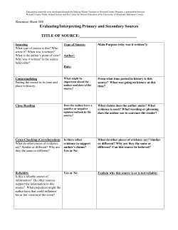 Evaluating/Interpreting Primary and Secondary Sources