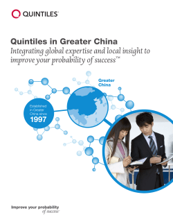 Quintiles in Greater China Integrating global expertise and local