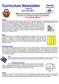 curric newsletter sum2 - Bramham Primary School