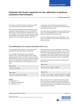 Callendar-Van Dusen equations for the calibration of