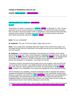 Changes to Wingmakers Interview 1