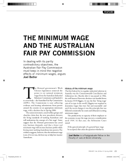 the minimum wage and the australian fair pay commission