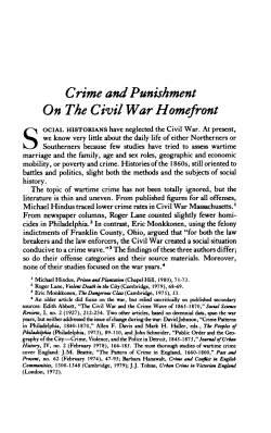 Crime and Punishment On The Civil War Homefront