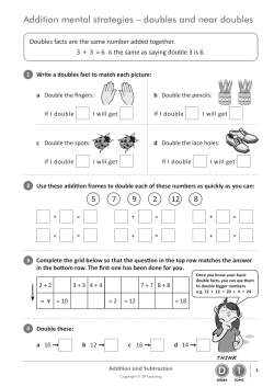 Addition mental strategies &ndash; doubles and near doubles