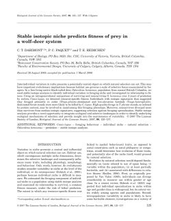Stable isotopic niche predicts fitness of prey in a wolf&ndash;deer system