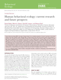 Human behavioral ecology: current research and