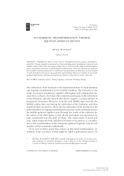EUCHARISTIC TRANSFORMATION. THOMAS AQUINAS` ADORO