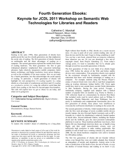 Fourth Generation Ebooks - Center for the Study of Digital Libraries