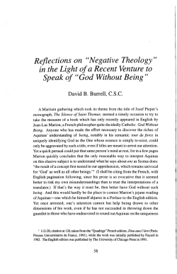 "Negative Theology" in the Light of a Recent Venture to Speak of