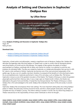 Analysis of Setting and Characters in Sophocles` Oedipus Rex