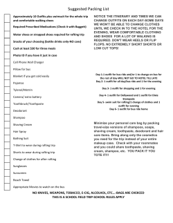 Packing List - Altha Public School