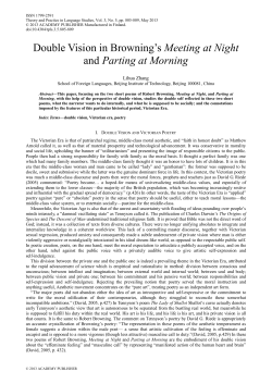 Double Vision in Browning`s Meeting at Night and Parting at Morning