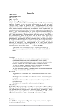 Respiration lesson plan
