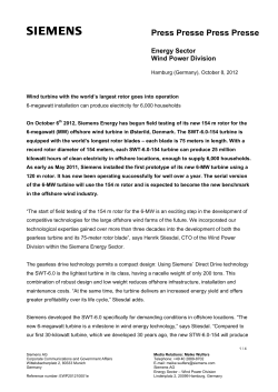 Press Release: Wind turbine with the world`s largest rotor goes into