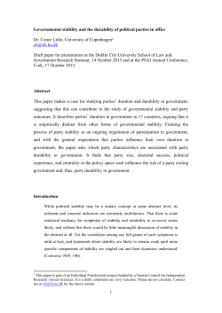 1 Governmental stability and the durability of political parties in office