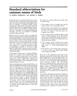 Standard abbreviations for common names of birds