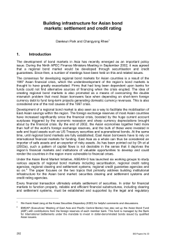Building infrastructure for Asian bond markets: settlement and credit