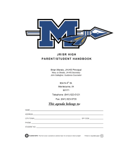 JR/SR HIGH PARENT/STUDENT HANDBOOK