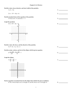 Chapter 8.1 -8.3 Review Find the vertex, focus, directrix, and focal